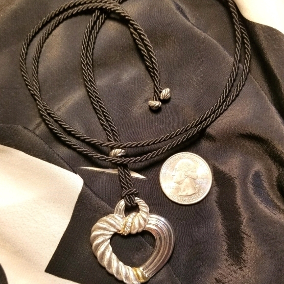 JUDITH RIPKA CZ Heart Silk Cord Necklace - Picture 5 of 8